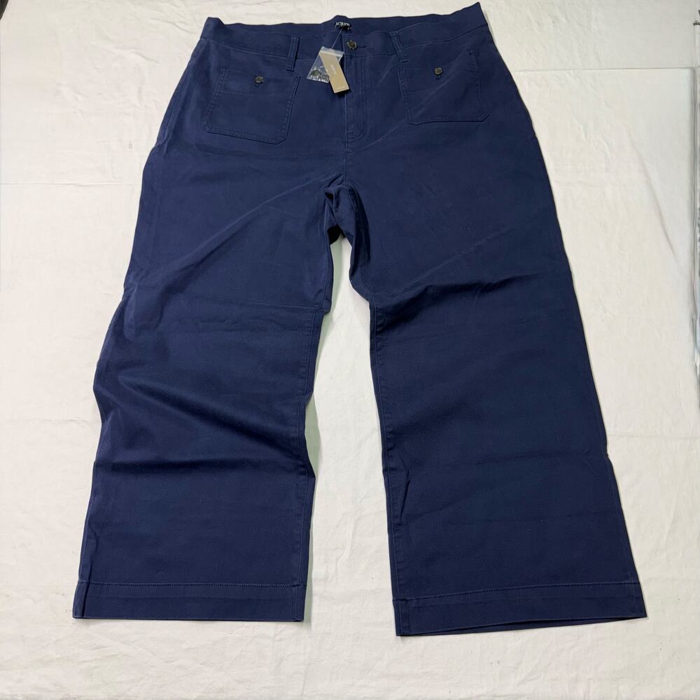 J. Crew women’s Sailor Slim Wide-Leg Chino Pant Size 35 navy blue BY637 NWT